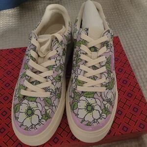 Tory Burch Women's Green and Purple Cartoon Print Sneakers